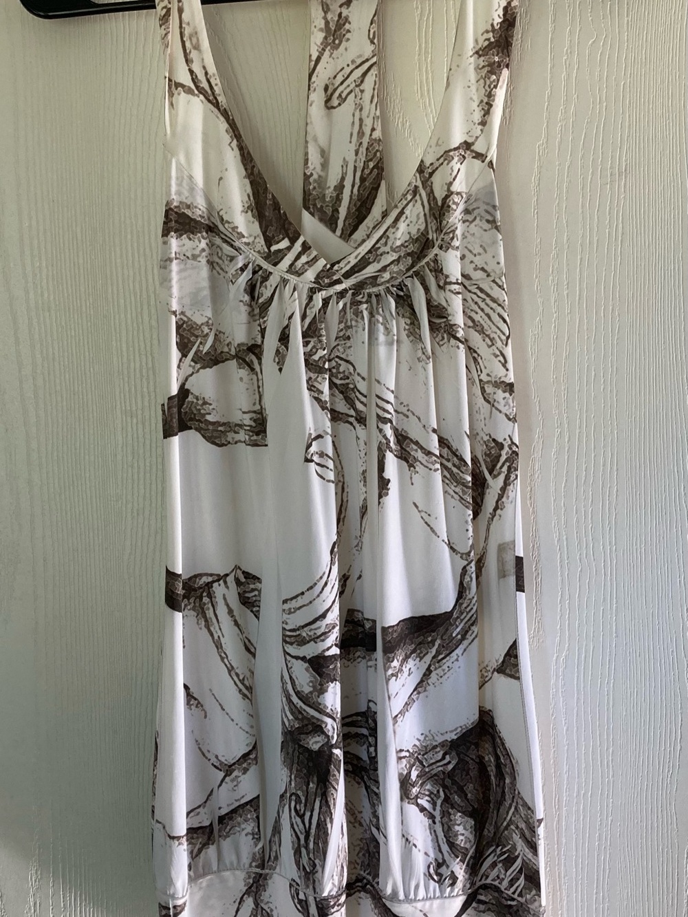 Charlotte Russe White Mini Dress with Brown Abstract Swirl
